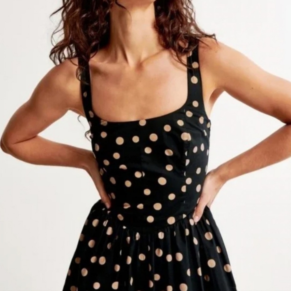 Abercrombie & Fitch Black and Tan Polka Dot Mini Dress